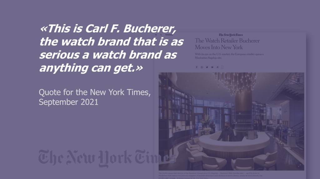 “Watch Retailer Bucherer Moves Into New York” – Quote for the New York&nbsp;Times